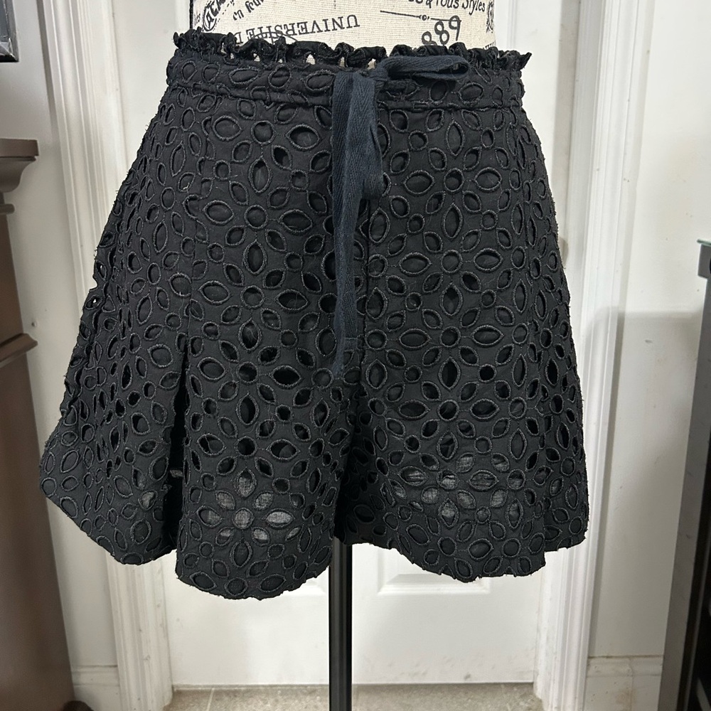 J. Crew Black Lace-Trimmed Skirt